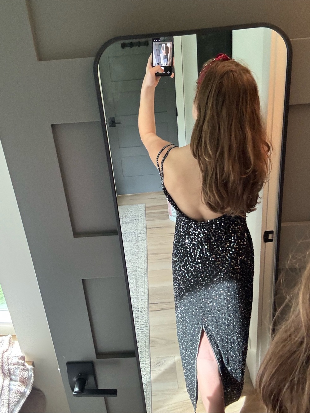 Black Sequin Slip Dress - Elegant Evening Dress - Picture 4 of 4